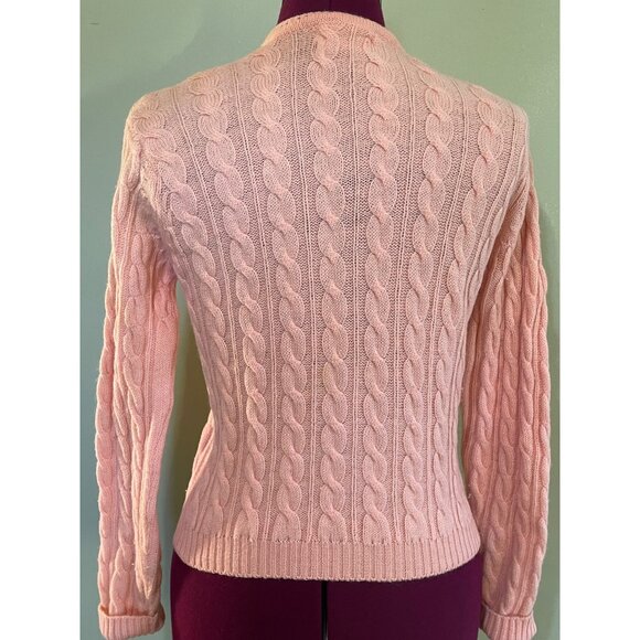 Vintage 50's Womens Peach Sears Virgin Wool Cable Knit Cardigan Sz Small - Picture 2 of 14